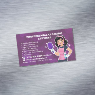 Maid Janitorial Lady House Cleaning Service Magnetiska Visitkort