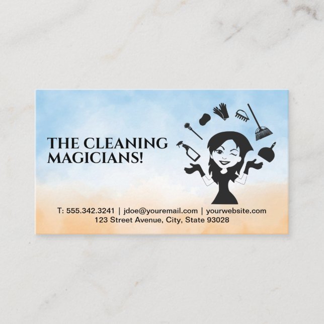 Maid Juggling Städning Verktyg Visitkort (Framsida)