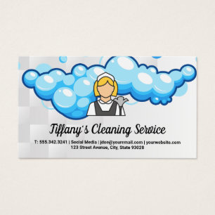 Maid Logotyp Städning soap Bubbles Visitkort