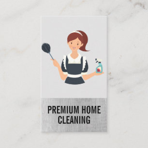 Maid med Duster och Städning Spray Visitkort