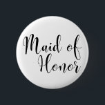 Maid of honor 2 Svart skripttypografi (30) Knapp<br><div class="desc">I den här versionen återges ord"Maid of honor" i svart med ett fantastiskt, modernt skriptteckensnitt från min samling. Typen är större än det andra alternativet och använder därför två rader för orden. Bildfilen är olåst så att du kan minska storleka och lägga till text för brudens namn, om du vill....</div>