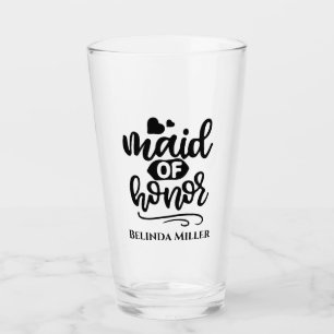 Maid of honor anpassningsbar, typografi bröllop glaskopp