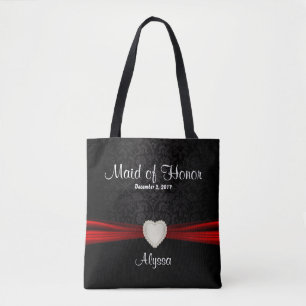 Maid of honor Black and Red Team Bride Tygkasse
