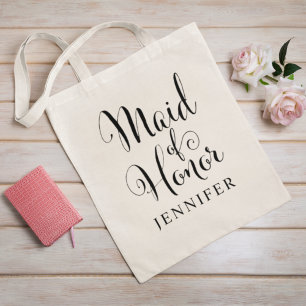Maid of honor Black Script Personlig Bröllop Tygkasse