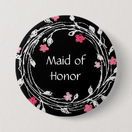 Maid of honor Black White Rosa Blommigt Utandning Knapp