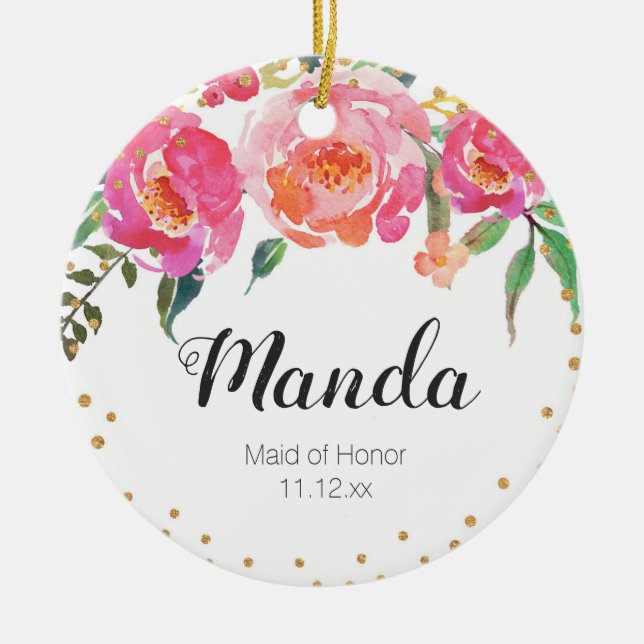 Maid of honor Blommigt Ornament (Framsidan)