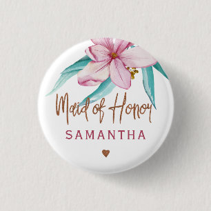 Maid of honor blommigt rosa kopparmöhippa knapp