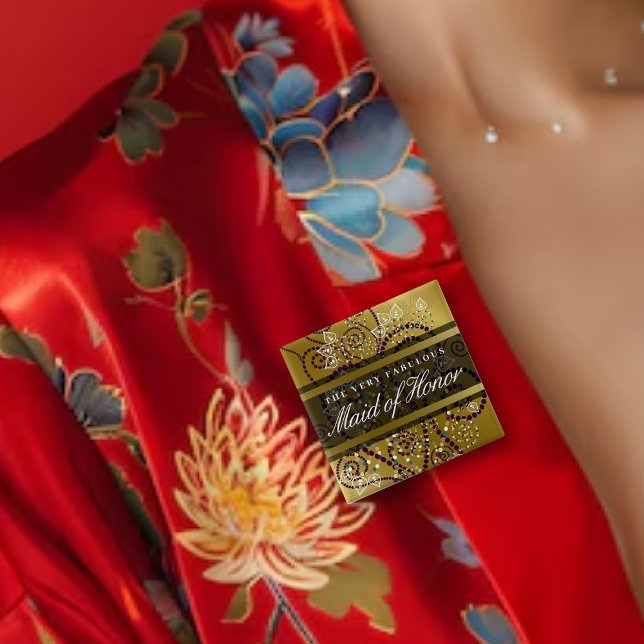 MAID OF HONOR Boho Spiral Guld Chic Bröllopsfest  Knapp (MAID OF HONOR Purple Boho Spiral Dots Gold Classy Chic Wedding Party Pinback Button @ fat_fa_tin)