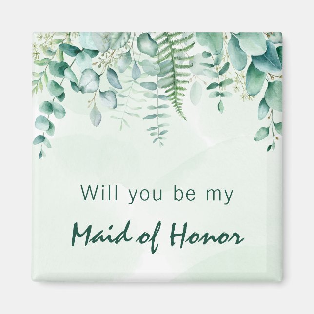Maid of honor bridesmaid eucalyptus greenery magnet (Framsidan)