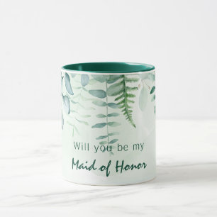 Maid of honor bridesmaid eucalyptus greenery mugg