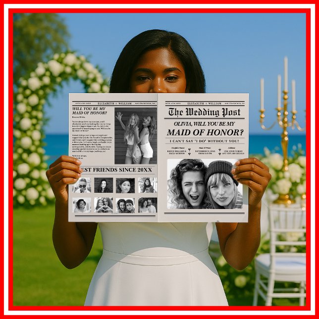 Maid of honor Bridesmaid Frieri dagstidning Unik Kort (Skapare uppladdad)