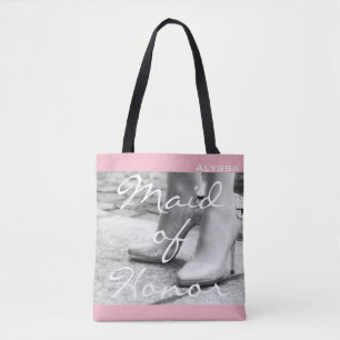 Maid of honor Bridesmaid Högklackars Tote Bag Tygkasse