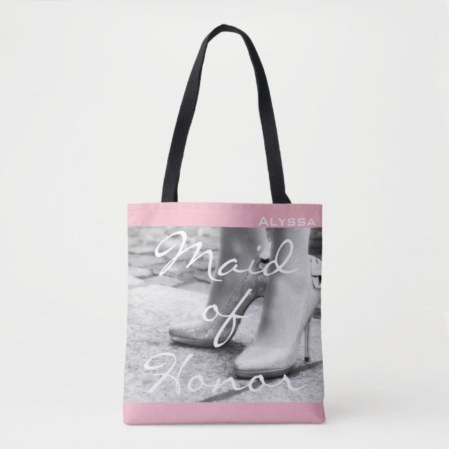 Maid of honor Bridesmaid Högklackars Tote Bag Tygkasse (Framsida)