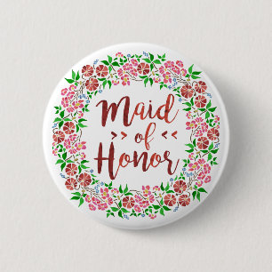 Maid of honor Bröllop Blommigt Vattenfärgsfärg Ros Knapp