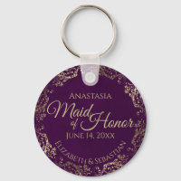 Maid of honor Bröllop Gift Plum Lila & Guld