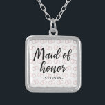 Maid of honor Bröllop Ring Mönster och Namn vid oc Silverpläterat Halsband<br><div class="desc">Maid of honor Bröllop Ring Mönster och Namn Necklace.</div>
