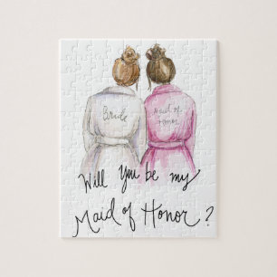 Maid of honor? Bulle MOH för Br för brud för bu Pussel