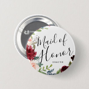 maid of honor Burgundy Bouquet Personligt bröllp Knapp