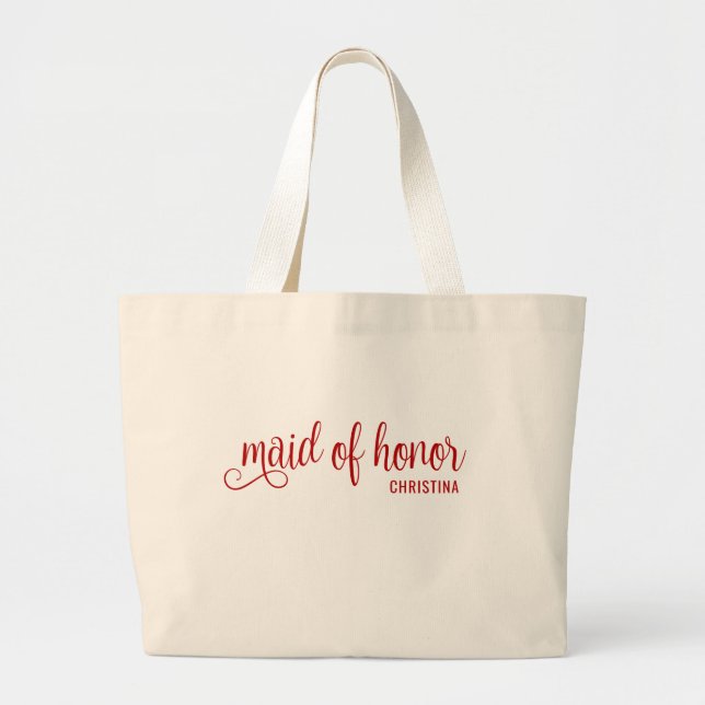 Maid of Honor Calligraphy Red Bach  Jumbo Tygkasse (Framsidan)