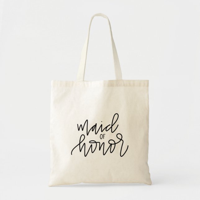 Maid of honor Calligraphy Tote Bag Tygkasse (Framsidan)