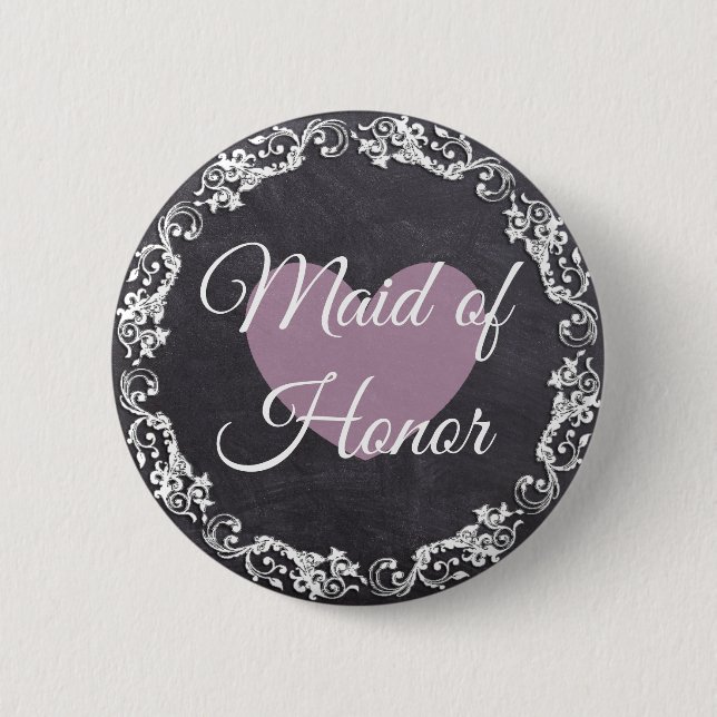 Maid of honor Chalkboard Stil Bachelorette Party Knapp (Framsida)