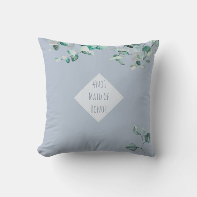 Maid of honor Dusty Blue Eucalyptus Personlig Kudde (Framsida)