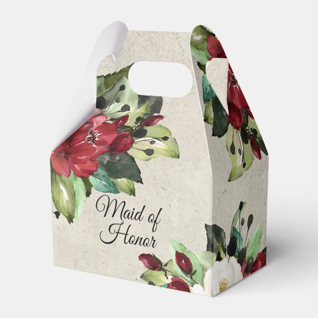 Maid of honor Elegant Red Blommigt Grunge Bröllop Presentaskar (Framsidan Sidan)