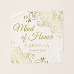 maid of honor enkel Chic Guld Filigree Bröllop Sjal<br><div class="desc">Denna vackra chiffonsjal är designad som en bröllop-gåva eller en tjänst för Maid of honor. Designat för att samordna med vår guldfärja Elegant bröllop Suite har den en ornerad blommigt guld faux foil som blomstrar gräns med texten "Maid of honor" och ställe för att komma in i hennes namn, parets...</div>