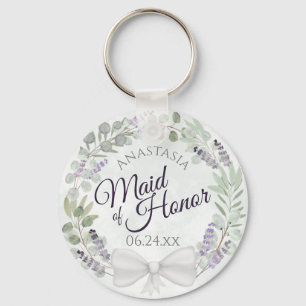 Maid of honor Eucalyptus Lavender Wandan Bröllop Nyckelring