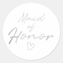 Maid of honor-faux-foliedekal för Silver Runt Klistermärke