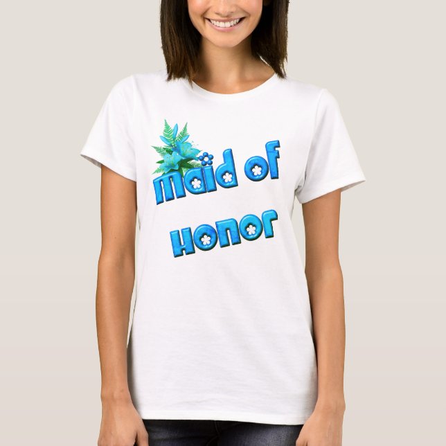 Maid of honor Flower Bouquet Cute Bröllopsfest T Shirt (Framsida)