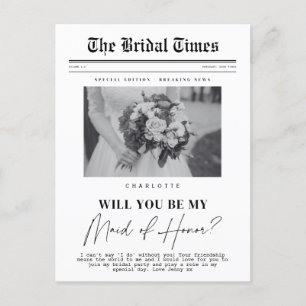 Maid of honor frågade, anpassade Newspaper Vykort