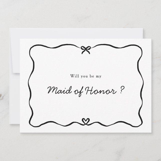 Maid of honor Frieri Cute Bow Heart ram Inbjudningar (Framsida)