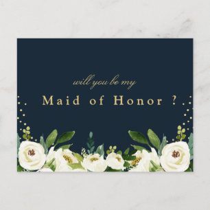 maid of honor frieri elfenbensvit blommigt-kort inbjudan vykort