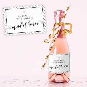 Maid of honor frieri etikett för svart rosa champa