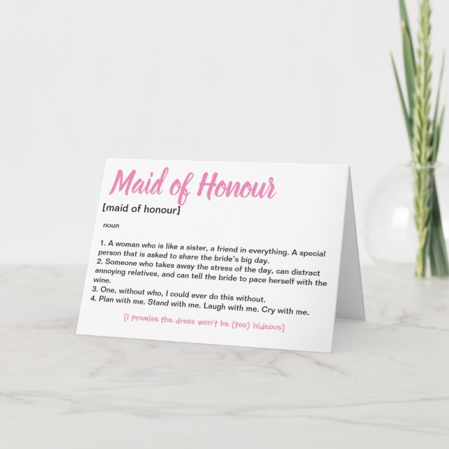 Maid of honor frieri inbjudan (Framsida)