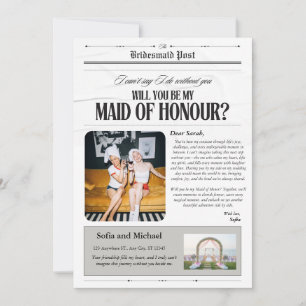 Maid of honor Frieri kort för vintage Newspaper