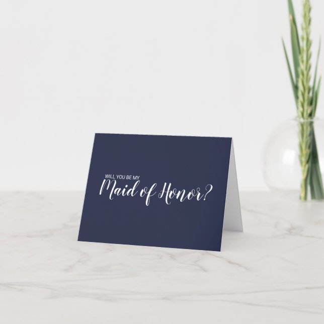 Maid of honor Frieri Modern Script Navy Blue Inbjudan (Framsida)