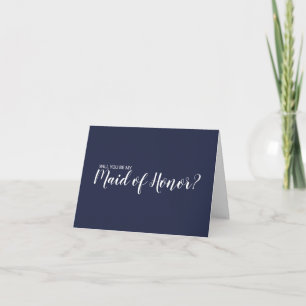 Maid of honor Frieri Modern Script Navy Blue Inbjudan