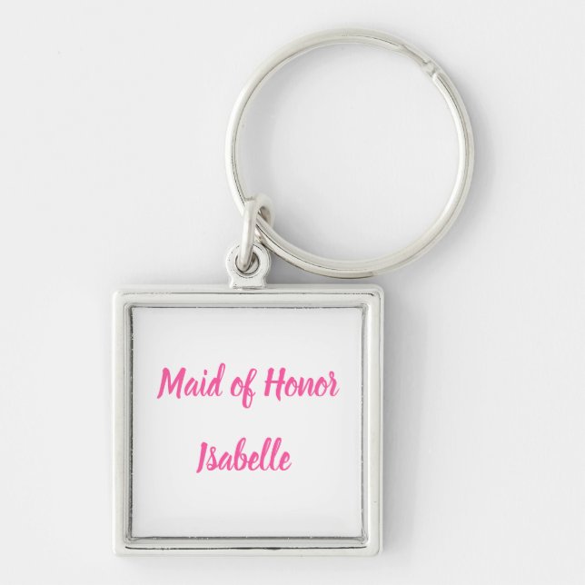 Maid of honor ger skräddarsydda namngivningar Bröl Fyrkantig Silverfärgad Nyckelring (Framsidan)