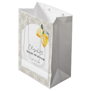 Maid of honor Gift Bag med vattenfärgscitron Namn