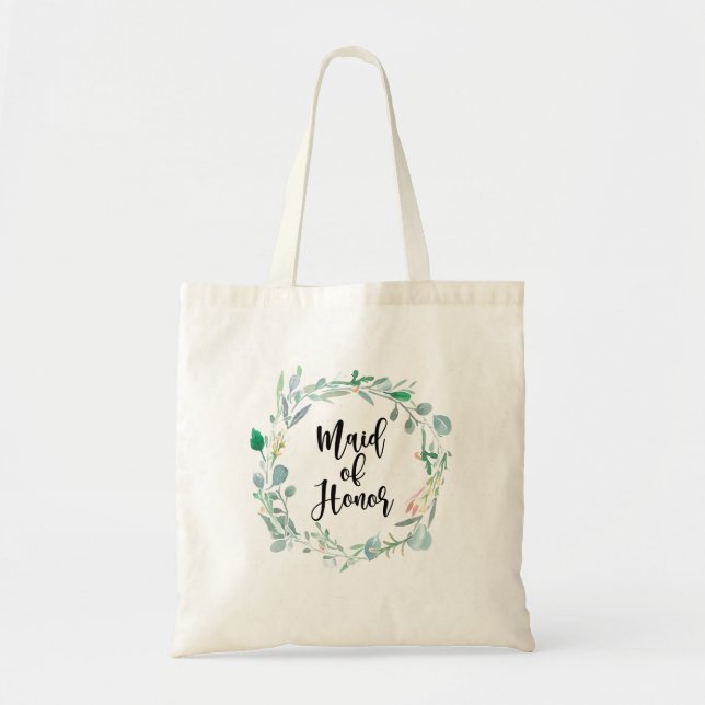 Maid of honor Gift botanical Greenery Bröllop Tote Tygkasse (Framsidan)