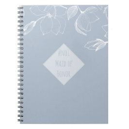 MAID OF HONOR GIFT Dusty Blue White Magnolias Anteckningsbok