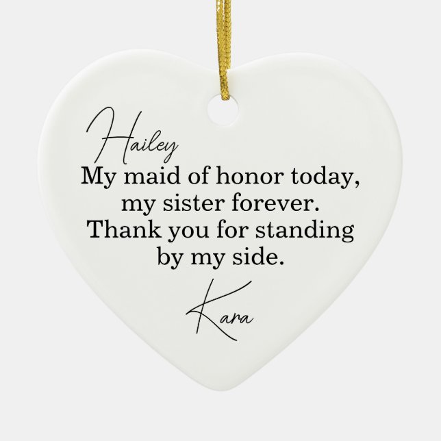 Maid of Honor Gift - Personalized Wedding Ornament (Framsidan)