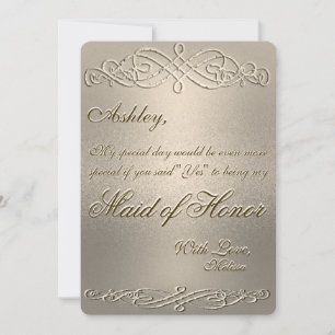 Maid of honor   Guld Shimmer Inbjudningar