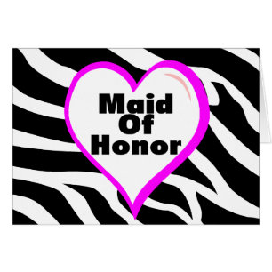 Maid of honor (hjärtazebra ränder) hälsningskort