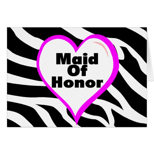 Maid of honor (hjärtazebra ränder) hälsningskort (Framsidan Horizontal)