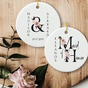 Maid of honor Keepsaké Boho Blommigt Brev Julgransprydnad Keramik