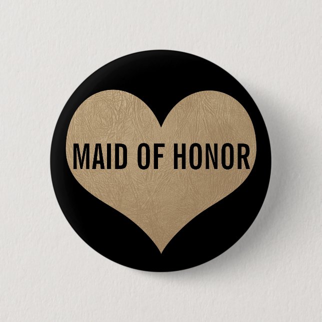 Maid of honor läder Struktur Guld Hjärta Knapp (Framsida)