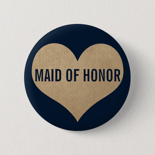 Maid of honor läder Struktur Guld Hjärtsflottan Knapp (Framsida)